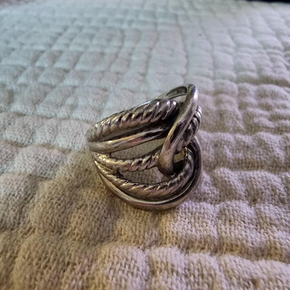 925 Sterling Silver Italy Modernist Knot Wide Ring Size 8